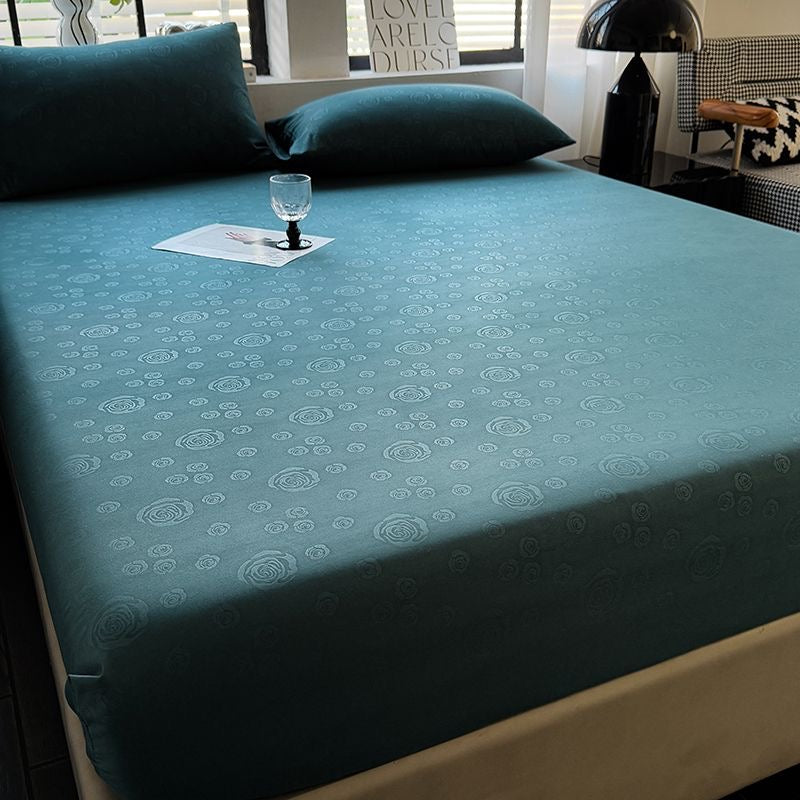 Rose Pattern Soft Brushed Cotton Fitted Mattress Cover Bed Sheet Set