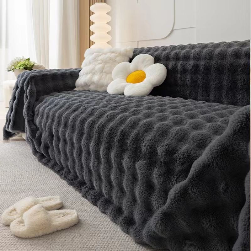Ultra Soft Faux Rabbit Fur Thick Plush Couch Blanket Sofa Cover