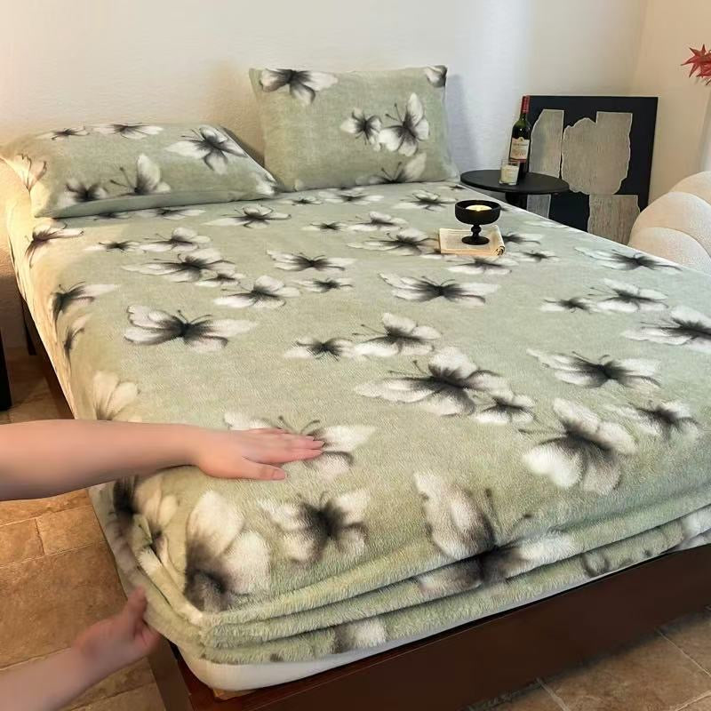 3 Pieces Warm Luxury Faux Fur Thick Plush Fluffy Fitted Bed Sheet Set