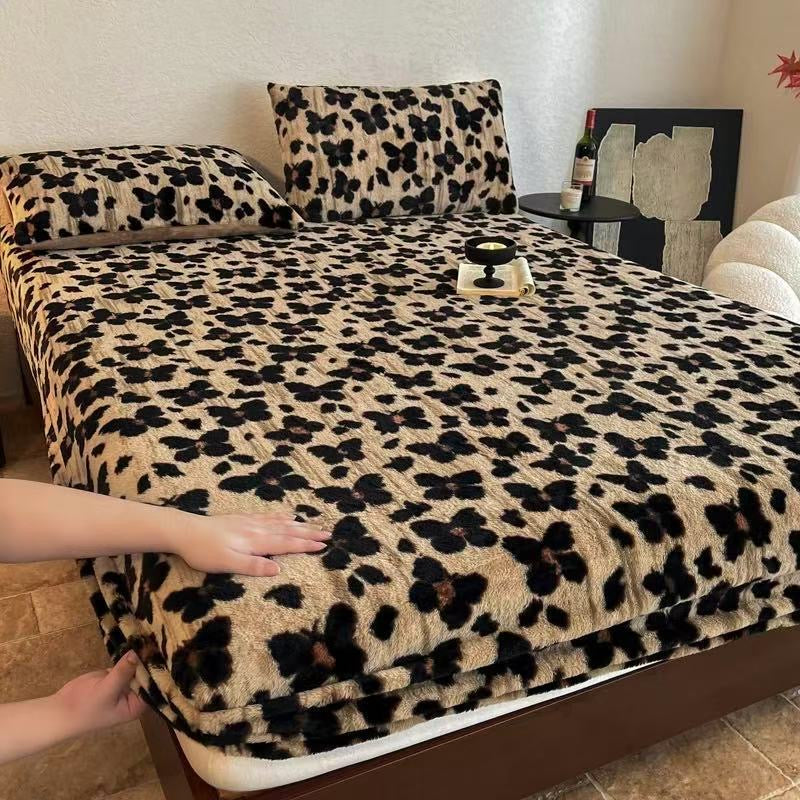 3 Pieces Warm Luxury Faux Fur Thick Plush Fluffy Fitted Bed Sheet Set