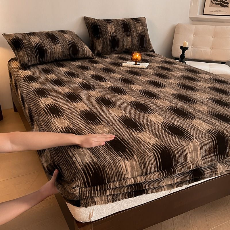 3 Pieces Warm Luxury Faux Fur Thick Plush Fluffy Fitted Bed Sheet Set