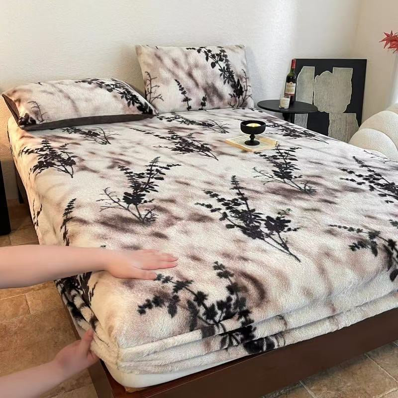 3 Pieces Warm Luxury Faux Fur Thick Plush Fluffy Fitted Bed Sheet Set