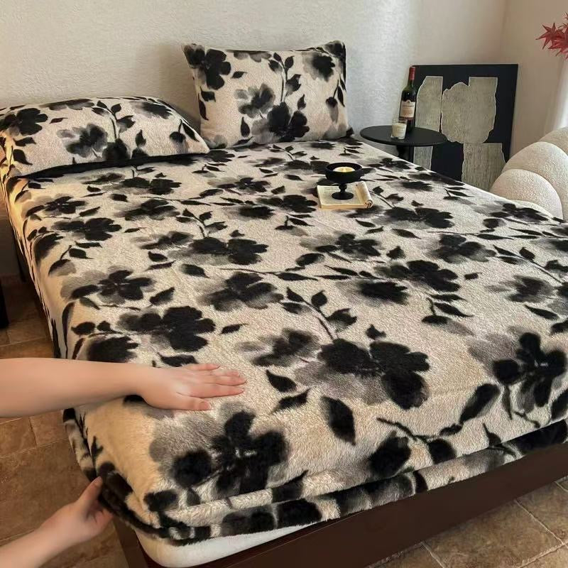 3 Pieces Warm Luxury Faux Fur Thick Plush Fluffy Fitted Bed Sheet Set