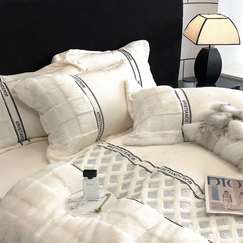 Bling Luxury Warm Plush Faux Fur Winter Bedding Set