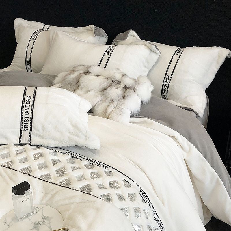 Bling Luxury Warm Plush Faux Fur Winter Bedding Set