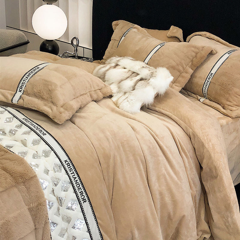 Bling Luxury Warm Plush Faux Fur Winter Bedding Set