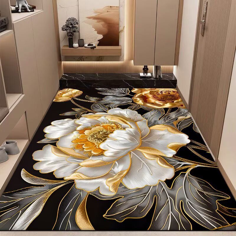 Modern Floral Front Door Mat Indoor Outdoor Entrance,Waterproof Heavy Duty Doormat, Fade Resistant, Low Profile, Easy Clean Patio Porch Welcome Floor Mats