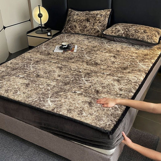 Cozy Faux Fur Rabbit Deep Pocket Plush Fitted Bed Sheet Set