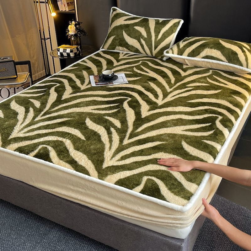 Cozy Faux Rabbit Velvet Deep Pocket Plush Fitted Bed Sheet Set