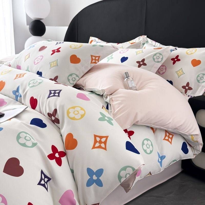 Soft Cotton Colorful Pattern Duvet Cover Bedding Set