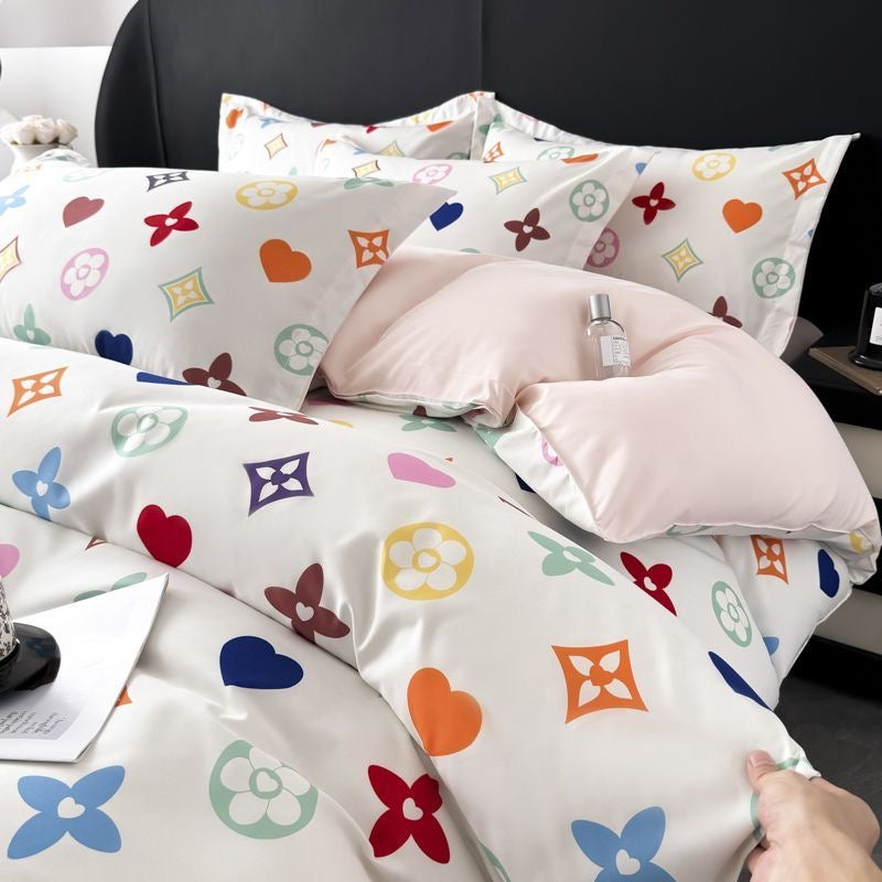 Soft Cotton Colorful Pattern Duvet Cover Bedding Set