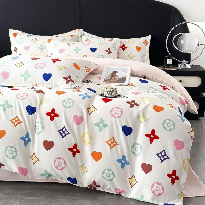 Soft Cotton Colorful Pattern Duvet Cover Bedding Set