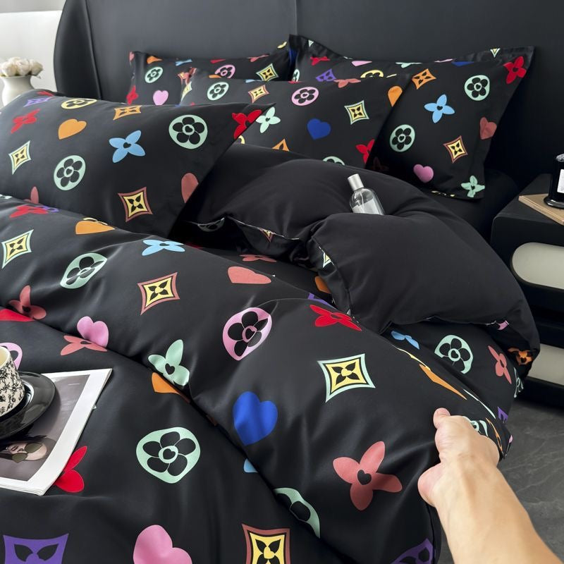 Soft Cotton Colorful Pattern Duvet Cover Bedding Set