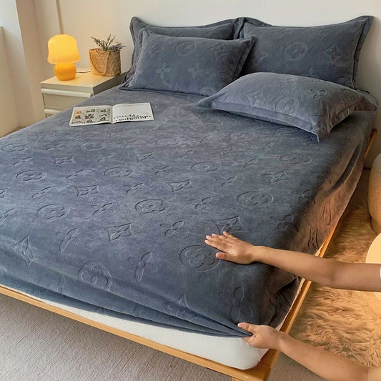 Luxury Deep Pockets Polar Fleece Velvet Plush Bed Sheet Set