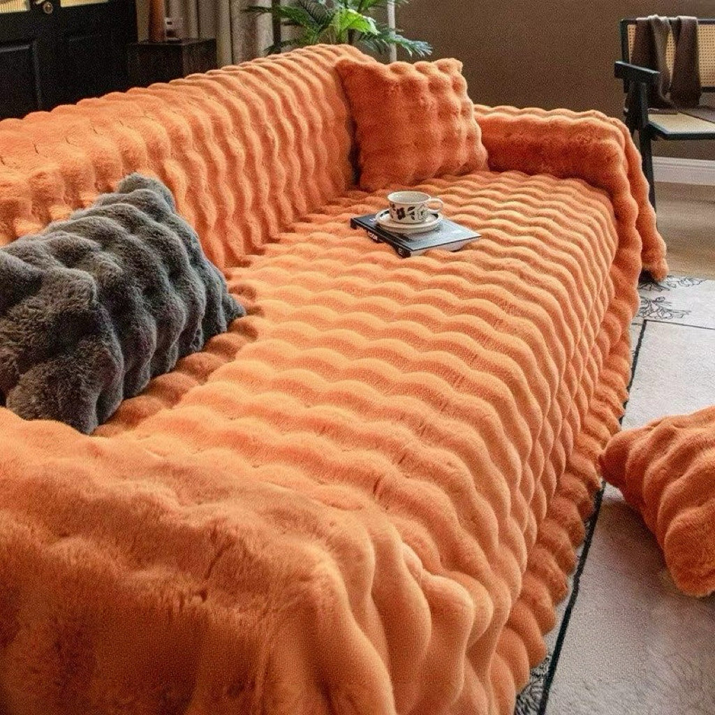 Cozy Ultra Soft Faux Rabbit Fur Thick Plush Couch Blanket Sofa Cover