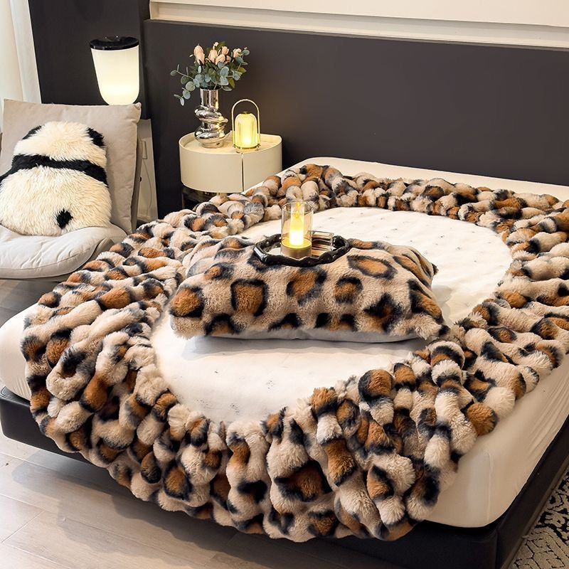 3 Pieces Luxury Faux Rabbit Fur Thick Plush Fluffy Fitted Bed Sheet Cover Set