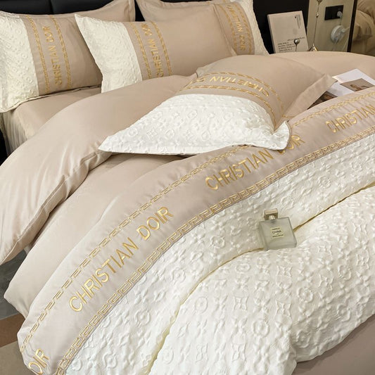 Luxury Ice Silk Embroidered Bedding Set