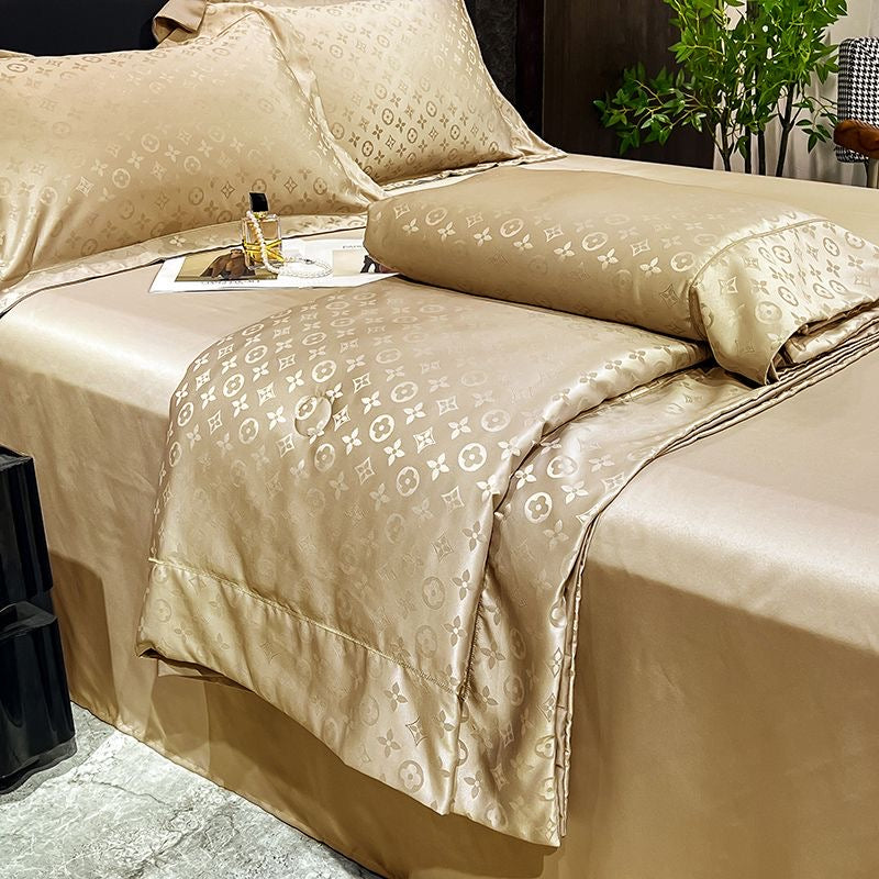 Luxury Cooling Silk 4 Pieces Summer Comforter Set