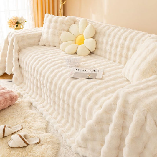 Ultra Soft Faux Rabbit Fur Thick Plush Couch Blanket Sofa Cover