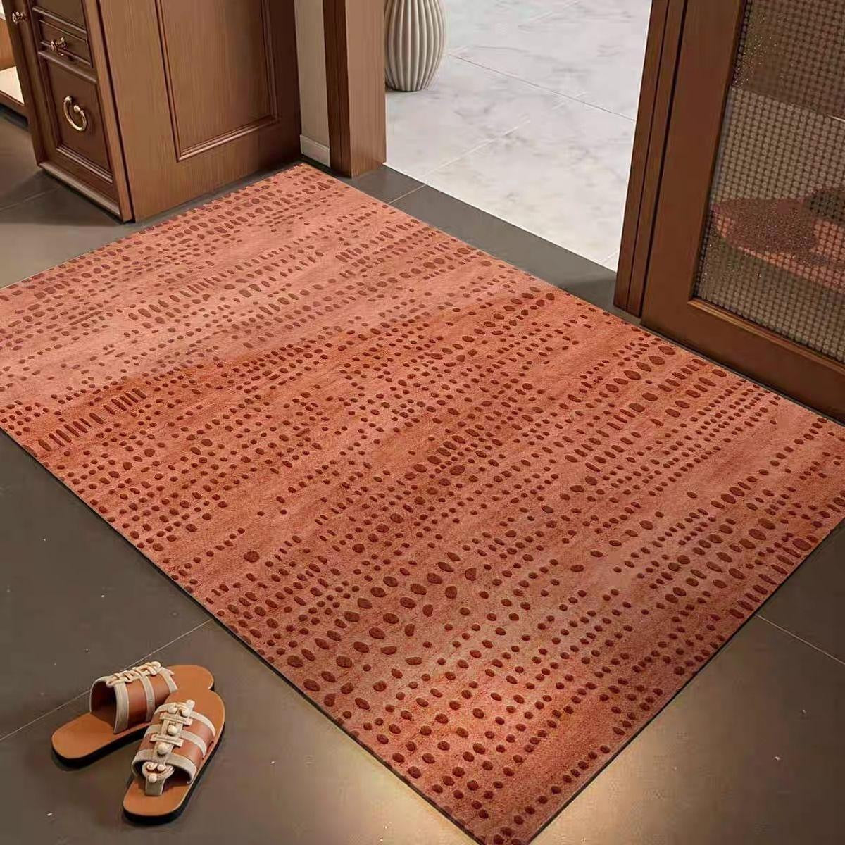 Leopard Washable Non Slip Short Plush Entryway Rug for Indoor Entry Bedroom Bathroom