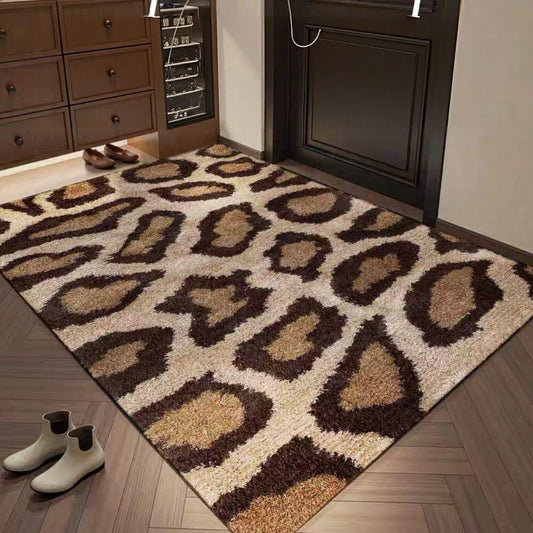 Leopard Washable Non Slip Short Plush Entryway Rug for Indoor Entry Bedroom Bathroom