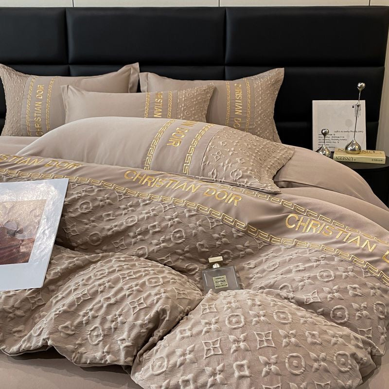Luxury Ice Silk Embroidered Bedding Set