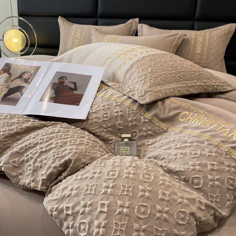 Luxury Ice Silk Embroidered Bedding Set
