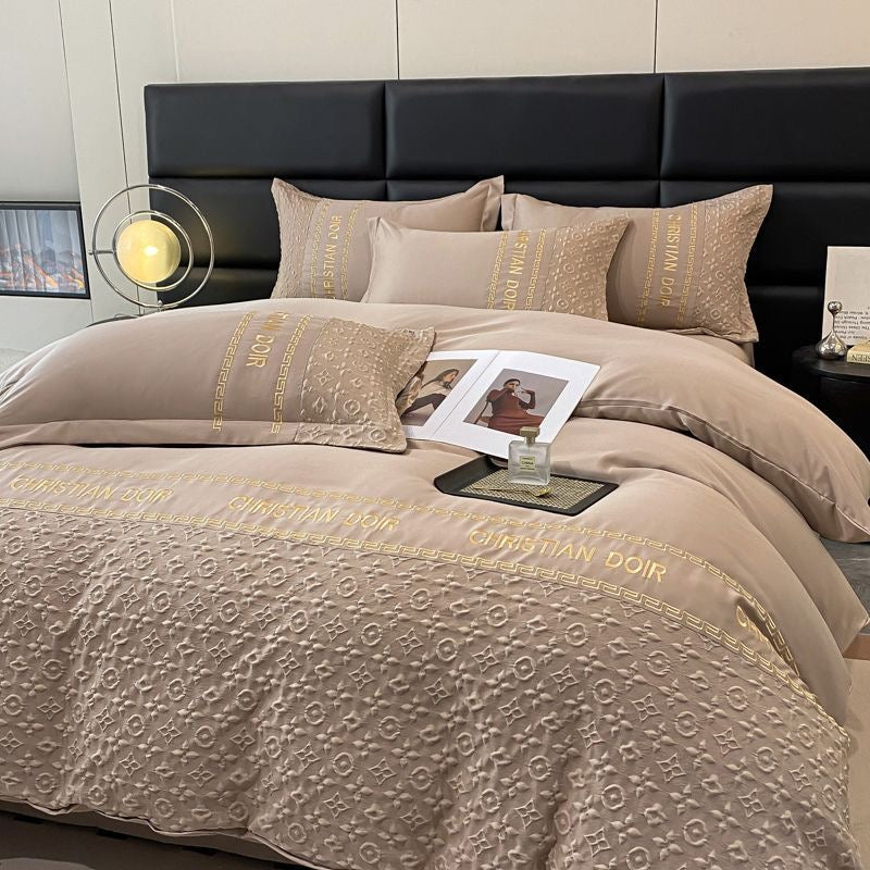 Luxury Ice Silk Embroidered Bedding Set