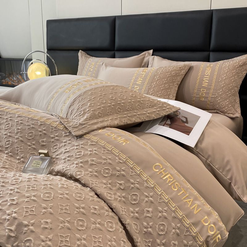Luxury Ice Silk Embroidered Bedding Set