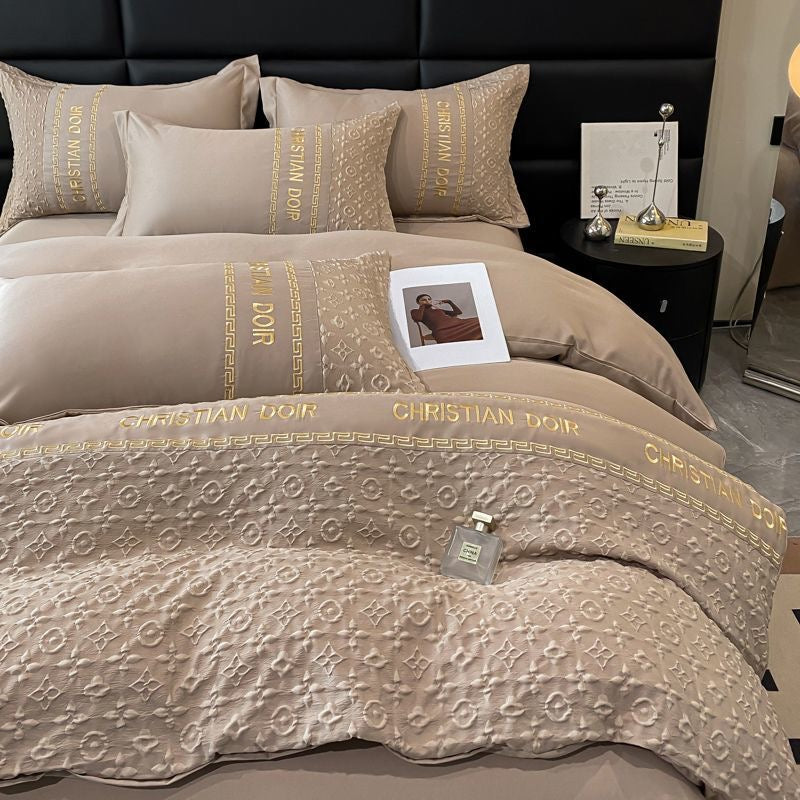 Luxury Ice Silk Embroidered Bedding Set