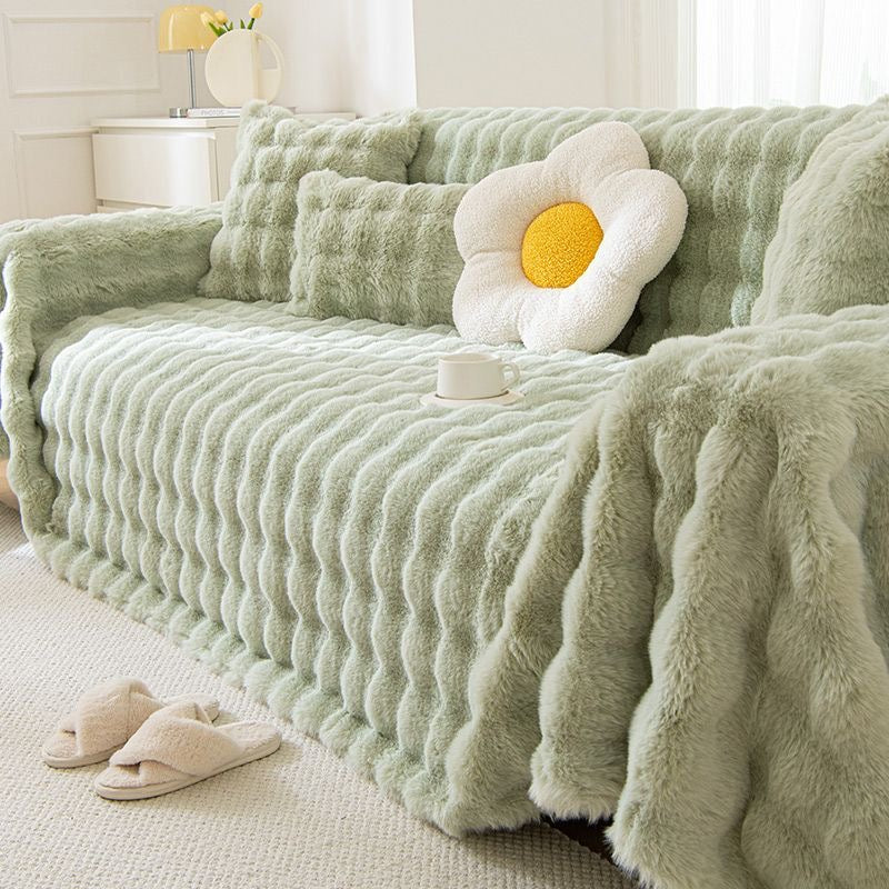 Stay Cozy Ultra Soft Faux Rabbit Fur Thick Plush Couch Blanket Sofa Cover