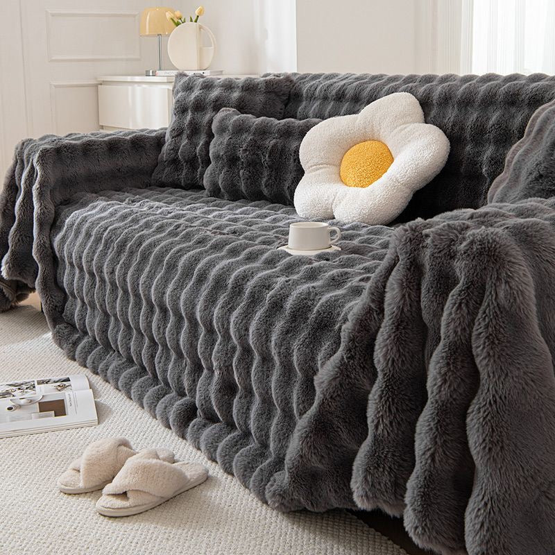 Stay Cozy Ultra Soft Faux Rabbit Fur Thick Plush Couch Blanket Sofa Cover