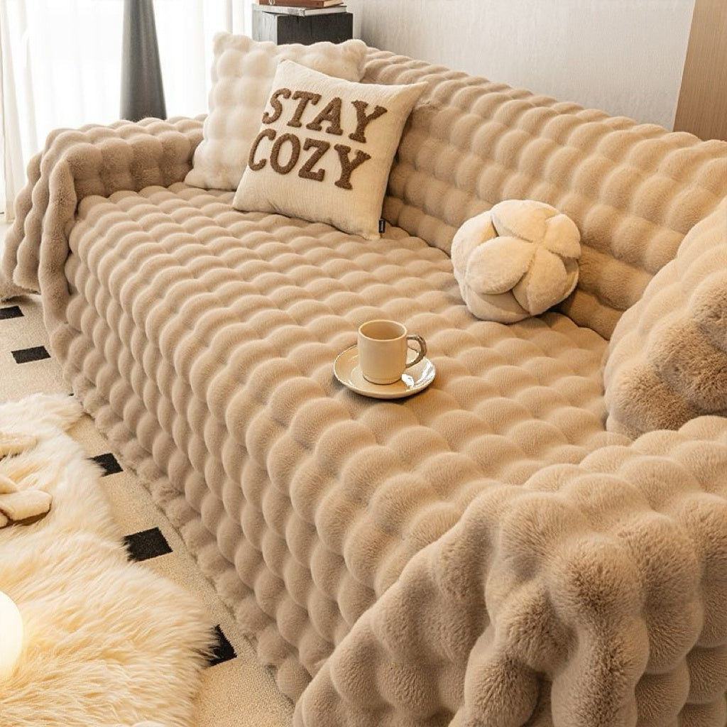 Stay Cozy Ultra Soft Faux Rabbit Fur Thick Plush Couch Blanket Sofa Cover