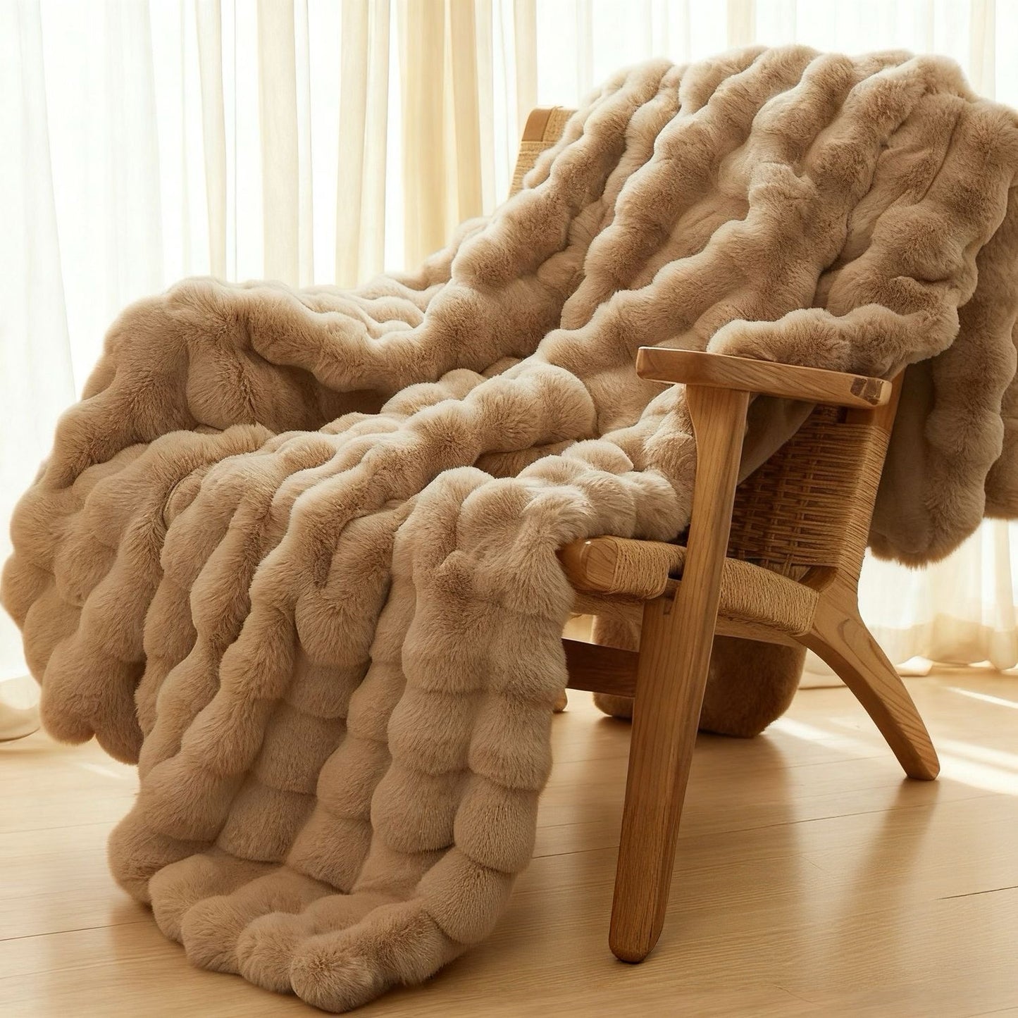 Stay Cozy Ultra Soft Faux Rabbit Fur Thick Plush Couch Blanket Sofa Cover