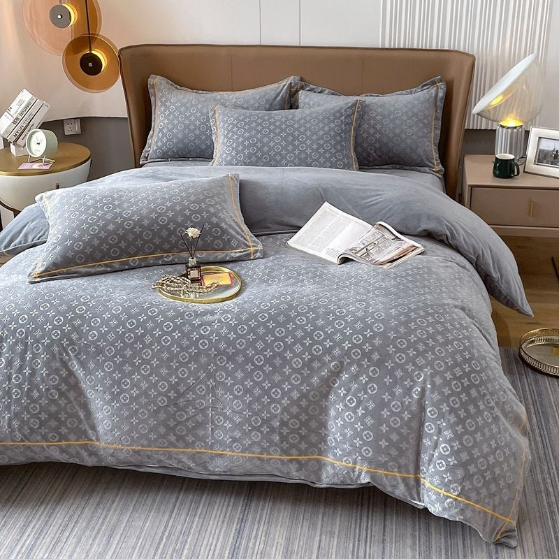 Luxury Extra Warm Winter Double-Sided Milk Velvet Fleece Bedding Set