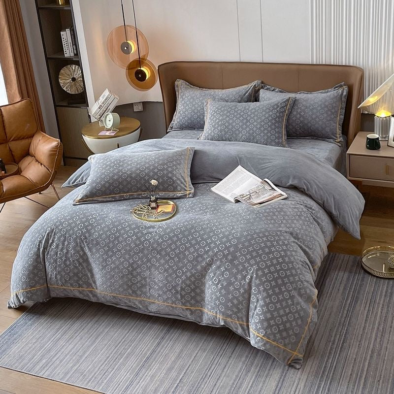 Luxury Extra Warm Winter Double-Sided Milk Velvet Fleece Bedding Set