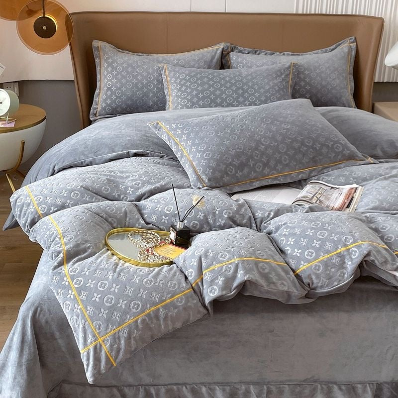 Luxury Extra Warm Winter Double-Sided Milk Velvet Fleece Bedding Set