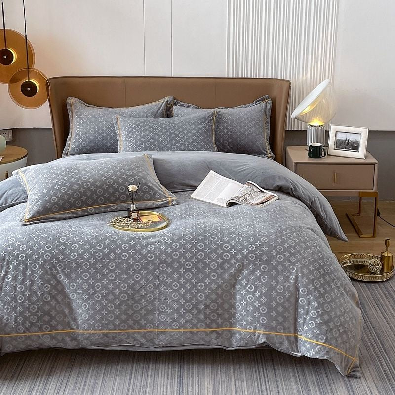 Luxury Extra Warm Winter Double-Sided Milk Velvet Fleece Bedding Set