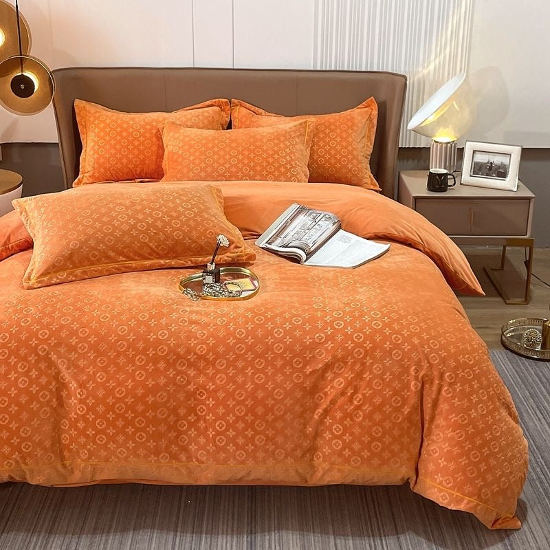 Luxury Extra Warm Winter Double-Sided Milk Velvet Fleece Bedding Set