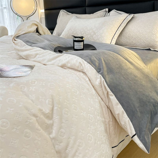 Luxury Extra Warm Winter Double-Sided Milk Velvet Fleece Bedding Set