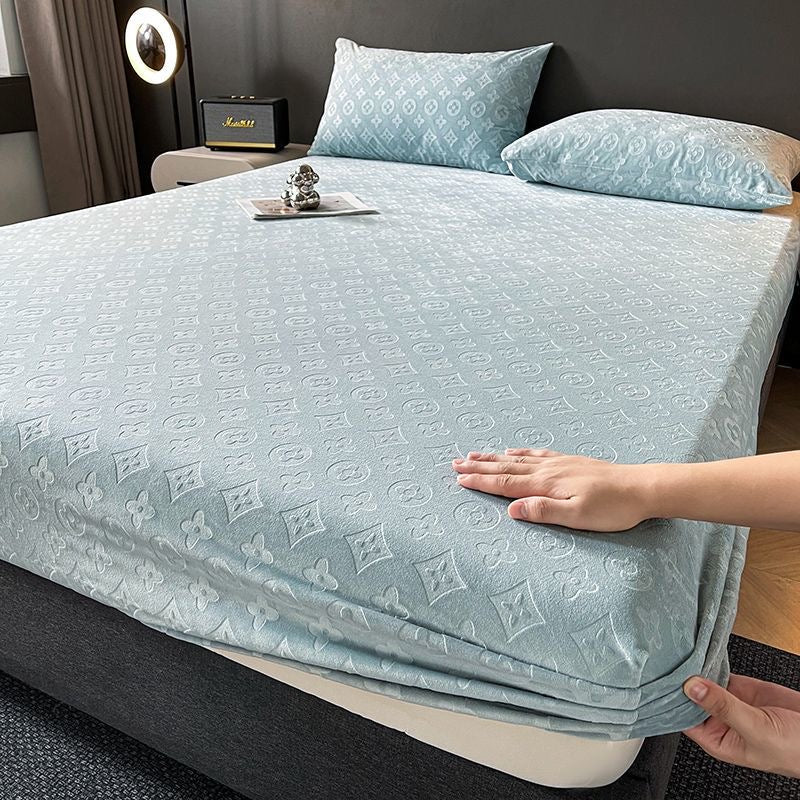Premium Soft Milk Velvet Fitted Mattress Protector Bed Cover