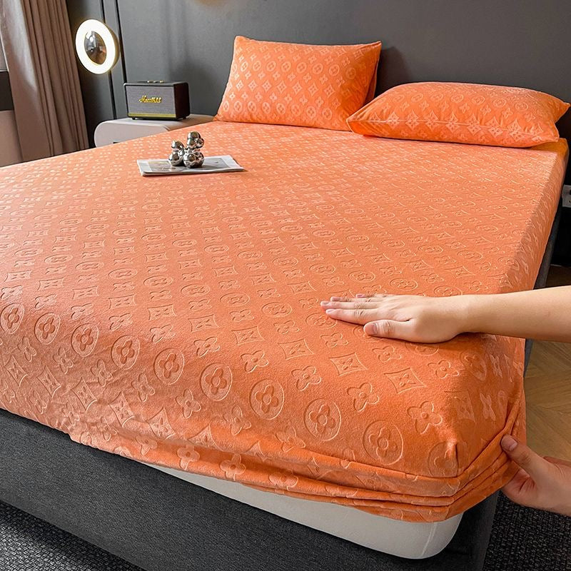 Premium Soft Milk Velvet Fitted Mattress Protector Bed Cover