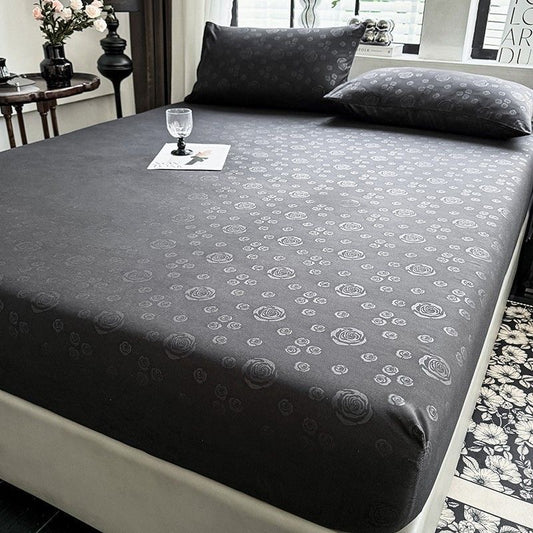 Rose Pattern Soft Brushed Cotton Fitted Mattress Cover Bed Sheet Set