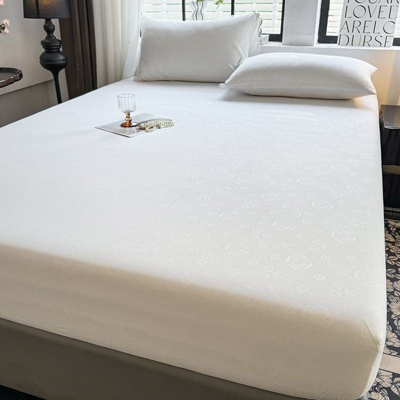 Rose Pattern Soft Brushed Cotton Fitted Mattress Cover Bed Sheet Set