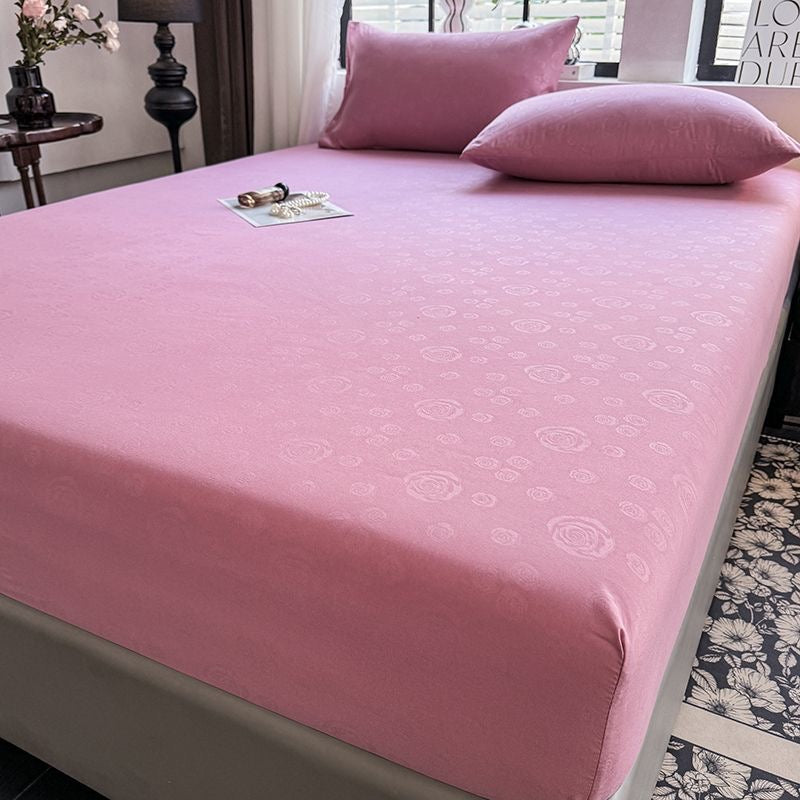 Rose Pattern Soft Brushed Cotton Fitted Mattress Cover Bed Sheet Set