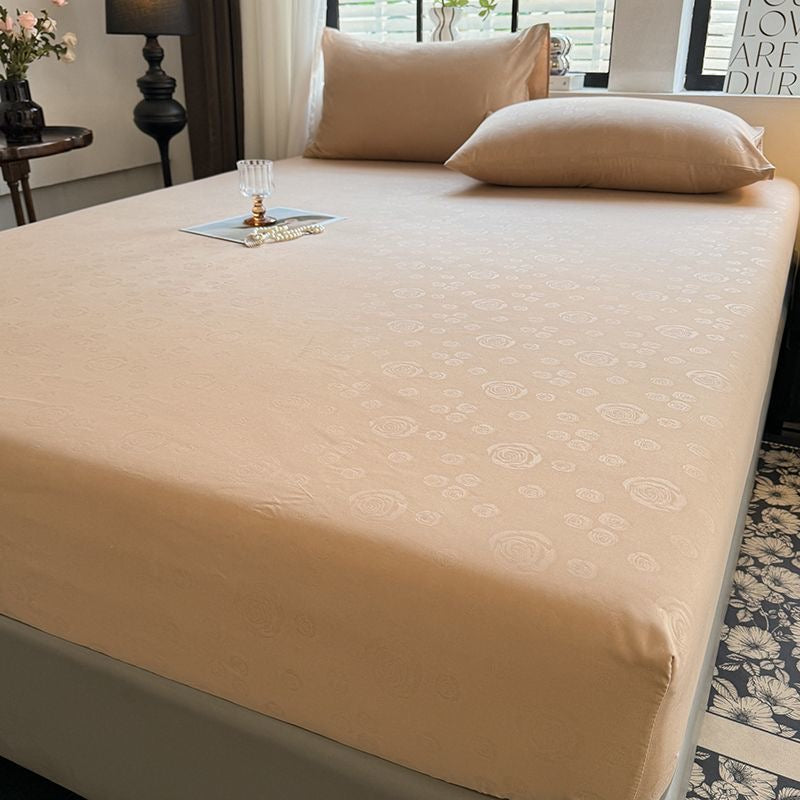 Rose Pattern Soft Brushed Cotton Fitted Mattress Cover Bed Sheet Set