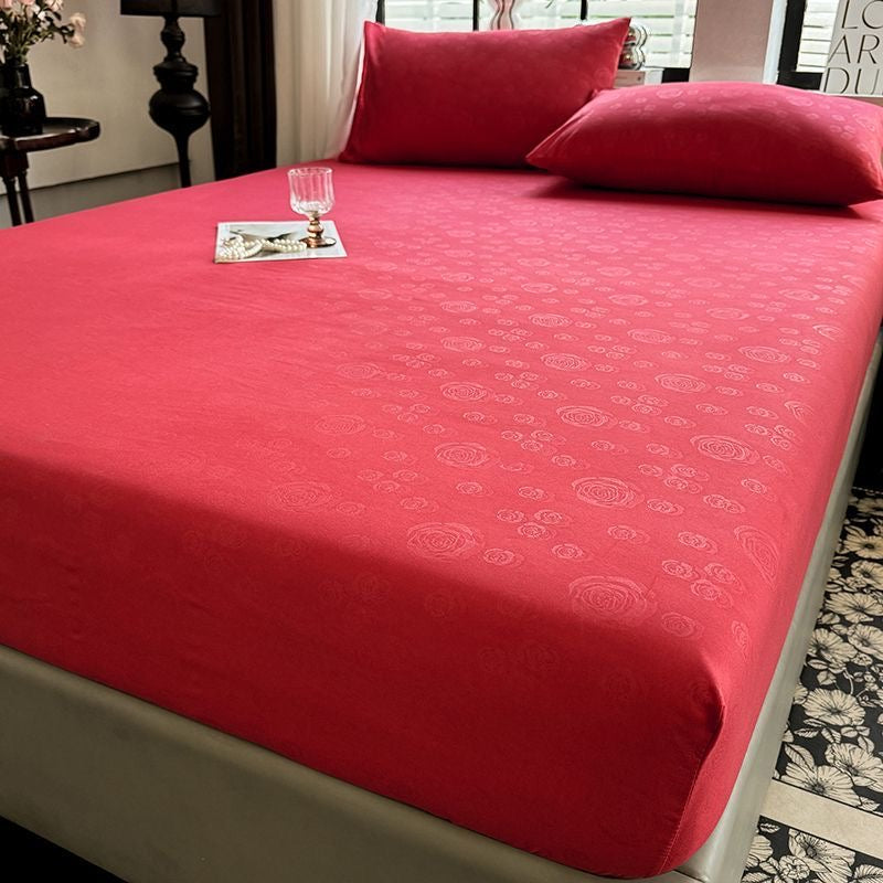 Rose Pattern Soft Brushed Cotton Fitted Mattress Cover Bed Sheet Set