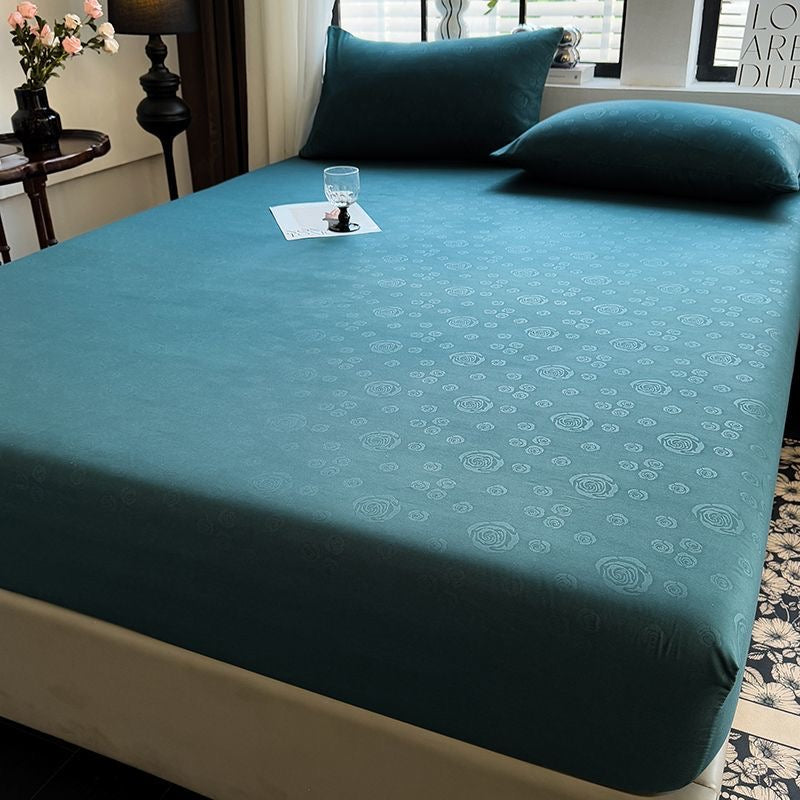 Rose Pattern Soft Brushed Cotton Fitted Mattress Cover Bed Sheet Set