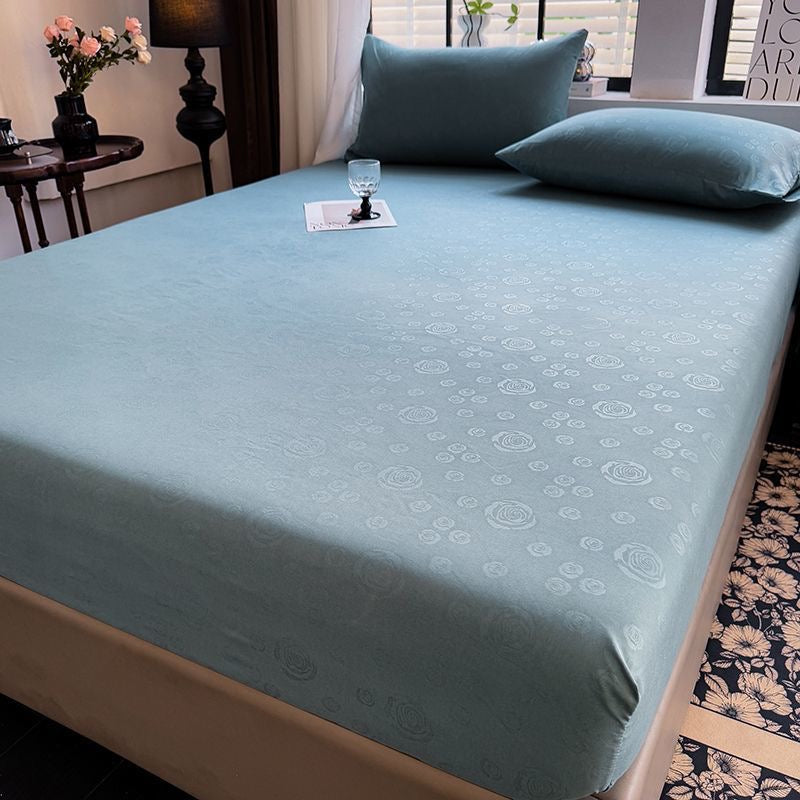 Rose Pattern Soft Brushed Cotton Fitted Mattress Cover Bed Sheet Set