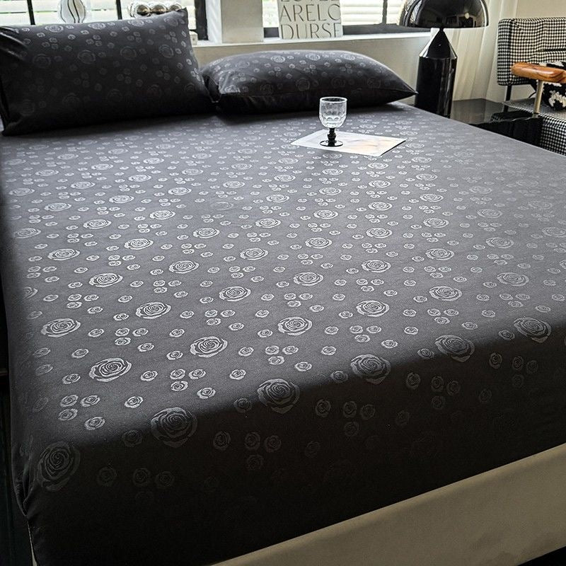 Rose Pattern Soft Brushed Cotton Fitted Mattress Cover Bed Sheet Set